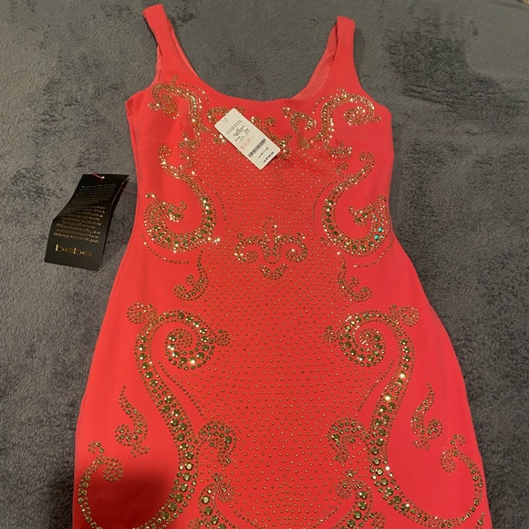 BEBE BRAND NEW BEBE SPECIAL EDITION METAL BEADED MINI DRESS - Picture 1 of 4
